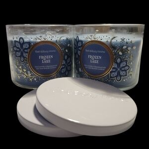 2pc White Bath & Body Works Frozen Lake 3-Wick Candles - NEW!